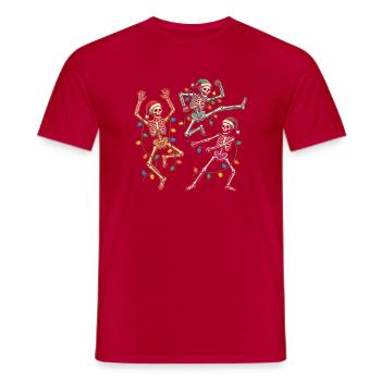 Tanzende Weihnachtsskelette - Männer T-Shirt - Rot - Vorne - AI Model Male 178 dark (178cm)