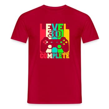Level 30 complete - Gamer's Birthday - Men's T-Shirt - red - Front - AI Model Male 178 dark (178cm)