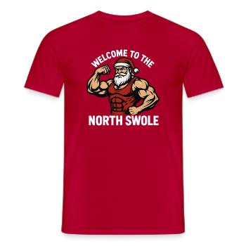 Bienvenue à l’entraînement de Noël drôle de North Swole - T-shirt homme - rouge - Devant - AI Model Male 178 dark (178cm)