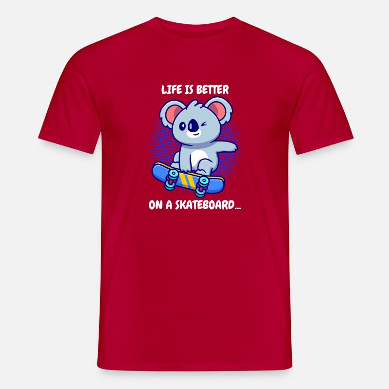 Koala Skateboard Life Is Better - Männer T-Shirt - Rot