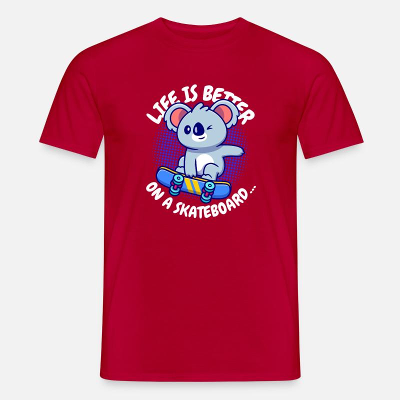 Koala Skateboard Lebensfreude - Männer T-Shirt - Rot