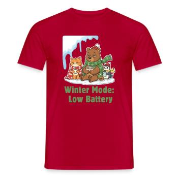 Mode hiver : Fatigué, Enveloppé et Affamé - T-shirt homme - rouge - Devant - AI Model Male 178 dark (178cm)