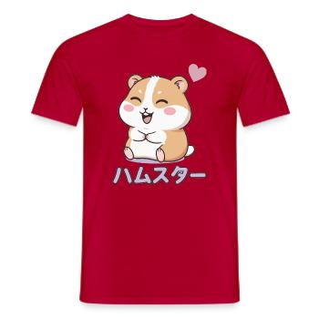 Kawaii Hamster Herzglück - Männer T-Shirt - Rot - Vorne - AI Model Male 178 dark (178cm)