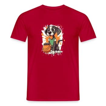 Basketball Hund Cartoon - Männer T-Shirt - Rot - Vorne - AI Model Male 178 dark (178cm)