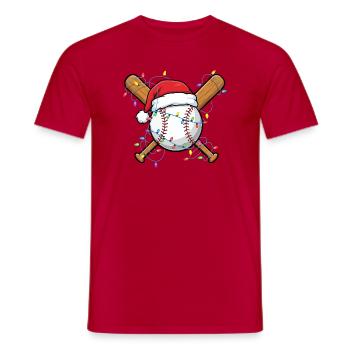 Baseball-Weihnachtsmütze Weihnachts-Cheer-Baseball-Feiertag - Männer T-Shirt - Rot - Vorne - AI Model Male 178 dark (178cm)