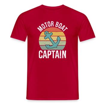 Motor Boat Captain Funny Pontoon Boating Motor - Männer T-Shirt - Rot - Vorne - AI Model Male 178 dark (178cm)