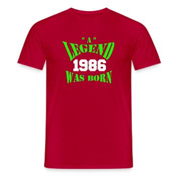 A Legend Was Born 1986 - Männer T-Shirt - Rot - Vorne - AI Model Male 178 dark (178cm)