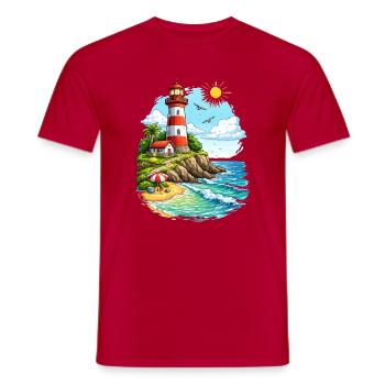 Leuchtturm Küstenparadies - Männer T-Shirt - Rot - Vorne - AI Model Male 178 dark (178cm)