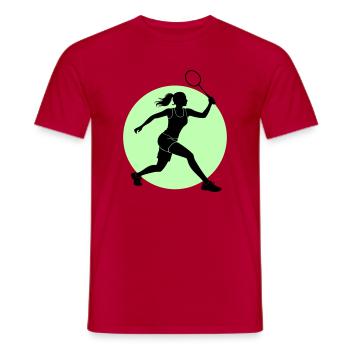 Badminton Spielerin Vorhand - Männer T-Shirt - Rot - Vorne - AI Model Male 178 dark (178cm)