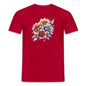 Wasserfarbene Blütenbouquet - Männer T-Shirt - Rot - Vorne - AI Model Male 178 dark (178cm)
