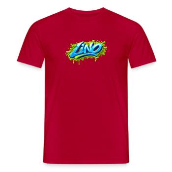 GRAFFITI NAME LINO  FOR  PERFECT GIFT PRINTABLE  - T-shirt homme - rouge - Devant - AI Model Male 178 dark (178cm)