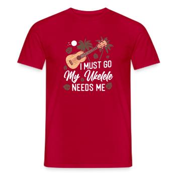 Hawaiian Ukulele Uke I Must Go My - Männer T-Shirt - Rot - Vorne - AI Model Male 178 dark (178cm)