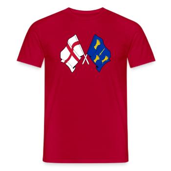 Cheshire & England Crossed Flags - Men's T-Shirt - red - Front - AI Model Male 178 dark (178cm)
