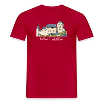 Stolberg Castle Illustration Hand Drawing - Men's T-Shirt - red - Front - AI Model Male 178 dark (178cm)