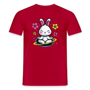Moon Bunny in the Flower Circle - Men's T-Shirt - red - Front - AI Model Male 178 dark (178cm)