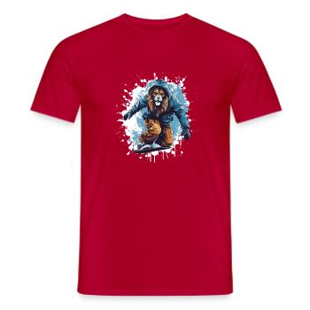 Löwe Snowboard - Men's T-Shirt - red - Front - AI Model Male 178 dark (178cm)