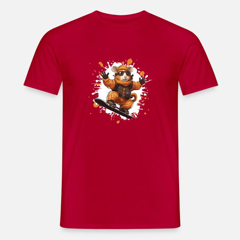 Hamster Snowboard - Männer T-Shirt - Rot