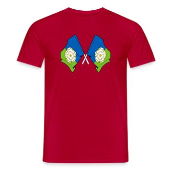 East Riding of Yorkshire Crossed Flags - Men's T-Shirt - red - Front - AI Model Male 178 dark (178cm)