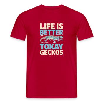 La vie est meilleure avec les geckos Tokay - T-shirt homme - rouge - Devant - AI Model Male 178 dark (178cm)