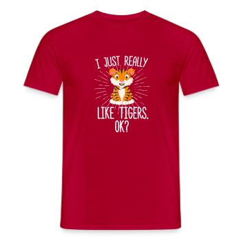 I Just Really Like Tigers OK Funny Tiger Lover Gif - Men's T-Shirt - red - Front - AI Model Male 178 dark (178cm)