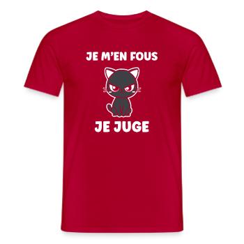 Katze nicht glücklich, ich urteile. - Männer T-Shirt - Rot - Vorne - AI Model Male 178 dark (178cm)