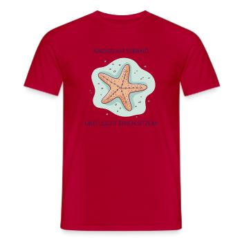 Nus sur la plage – Drôle d’expression étoile de mer - T-shirt homme - rouge - Devant - AI Model Male 178 dark (178cm)