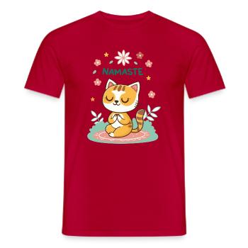Cat Namaste Zen Flowers Nature - Men's T-Shirt - red - Front - AI Model Male 178 dark (178cm)