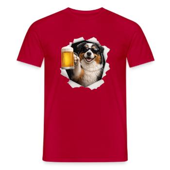 Bière Berger Australien - T-shirt homme - rouge - Devant - AI Model Male 178 dark (178cm)