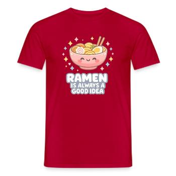 Ramen Nouilles, Amoureux des Chats, Kats Kawaii Rétro - T-shirt homme - rouge - Devant - AI Model Male 178 dark (178cm)