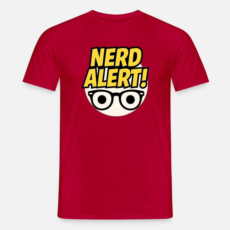 Nerd Alert Spaßdesign mit Brille - Männer T-Shirt - Rot