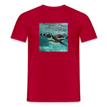 Penguin Underwater Turquoise Ocean Nature Design - Men's T-Shirt - red - Front - AI Model Male 178 dark (178cm)