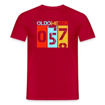Oldometer 57 Retro 57e anniversaire cadeau Papa Père - T-shirt homme - rouge - Devant - AI Model Male 178 dark (178cm)