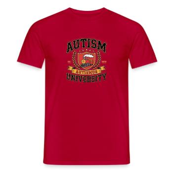 Autism University – Lustige Gen-Alpha-Memes - Männer T-Shirt - Rot - Vorne - AI Model Male 178 dark (178cm)