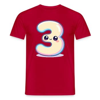 Numéro 3 Kawaii Pastel - T-shirt homme - rouge - Devant - AI Model Male 178 dark (178cm)