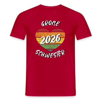 große Schwester 2026 retro vintage - Männer T-Shirt - Rot - Vorne - AI Model Male 178 dark (178cm)