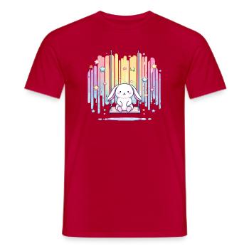 Lapin pastel sur un arc-en-ciel de balançoire - T-shirt homme - rouge - Devant - AI Model Male 178 dark (178cm)