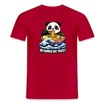 Panda In Ramen We Trust - Men's T-Shirt - red - Front - AI Model Male 178 dark (178cm)