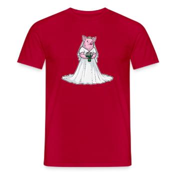 Pig Bridal Bouquet Wedding - Men's T-Shirt - red - Front - AI Model Male 178 dark (178cm)