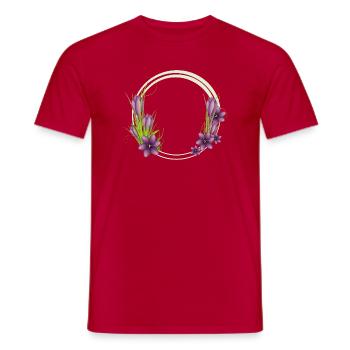 Delicate Crocus Wreath in Purple Illustration - Men's T-Shirt - red - Front - AI Model Male 178 dark (178cm)
