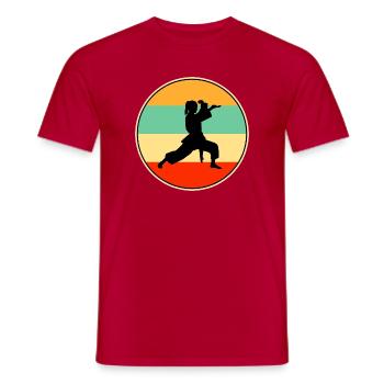Joueuse vintage de karaté féminine arts martiaux rétro - T-shirt homme - rouge - Devant - AI Model Male 178 dark (178cm)