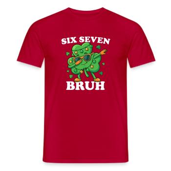 Six Seven Bruh Dabbing Shamrock 6 7 Fun 6-7 - Men's T-Shirt - red - Front - AI Model Male 178 dark (178cm)