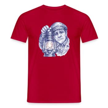Homme senior avec lanterne - T-shirt homme - rouge - Devant - AI Model Male 178 dark (178cm)