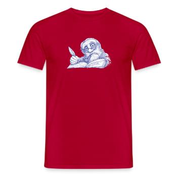 Senior Writer with Pen Drawing - Men's T-Shirt - red - Front - AI Model Male 178 dark (178cm)