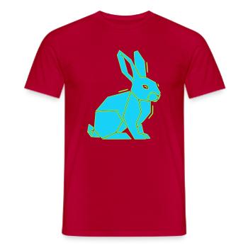 Geometrischer Hase Low Poly Modern - Männer T-Shirt - Rot - Vorne - AI Model Male 178 dark (178cm)