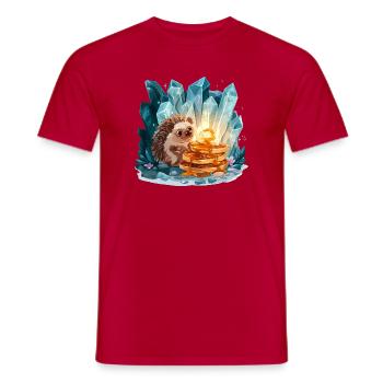 Igel mit goldenen Pfannkuchen - Männer T-Shirt - Rot - Vorne - AI Model Male 178 dark (178cm)