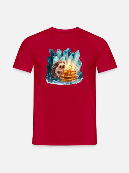 Hedgehog with golden pancakes - Men's T-Shirt - red