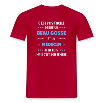 Arzt - Männer T-Shirt - Rot - Vorne - AI Model Male 178 dark (178cm)