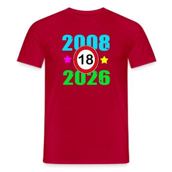 18th birthday 2026 - Men's T-Shirt - red - Front - AI Model Male 178 dark (178cm)