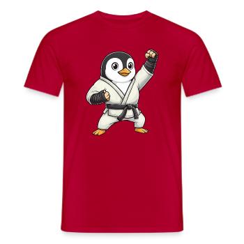 Dessin animé mignon drôle d’arts martiaux de Karaté Pingouin - T-shirt homme - rouge - Devant - AI Model Male 178 dark (178cm)