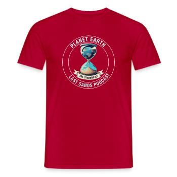 Eco-Conscious Hourglass Earth Healing Time Planet - Men's T-Shirt - red - Front - AI Model Male 178 dark (178cm)